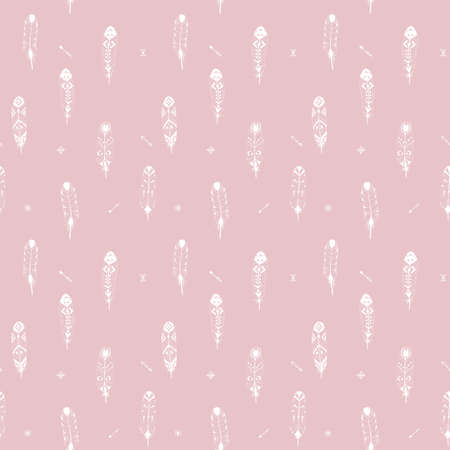 Textured boho feathers seamless patternのイラスト素材