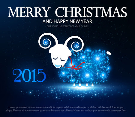 Symbol of 2015. Shining Sheep on blue background.のイラスト素材