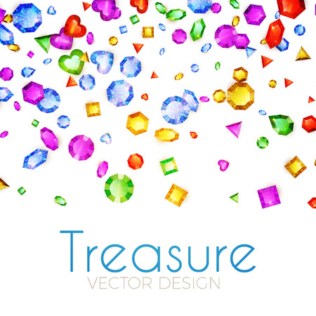 Falling Multicolor Gems. Treasure Design. Abstract Luxury and Game Background. Vector illustrationのイラスト素材