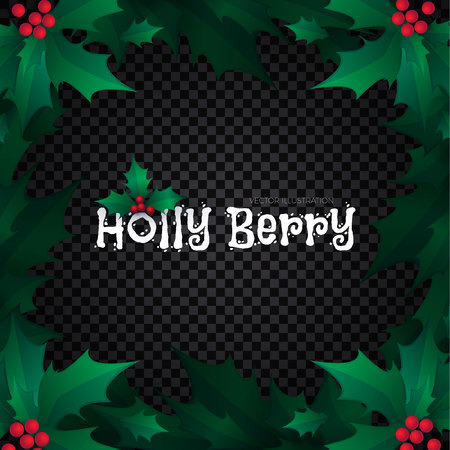 Holly Berry Border. Christmas Decoration. Vector illustrationのイラスト素材