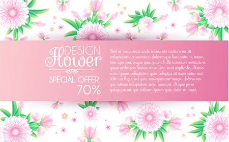 8 March. Women's Day Greeting and Invitation with Soft Flowers. Cute Card Design Template for Birthday, Anniversary, Wedding, Baby and Bride Shower and so on. Vector illustrationのイラスト素材