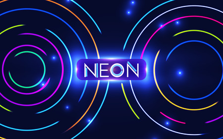 Shining Neon Circle Trendy Background. Colorful Space.のイラスト素材