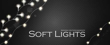 Soft Light Garlands Collection. Transparent Christmas Decoration. Vector illustrationのイラスト素材
