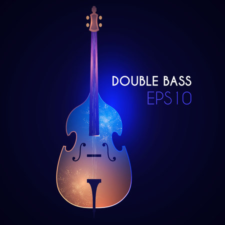 Double Bass. Music Instrument with Light Effects.のイラスト素材