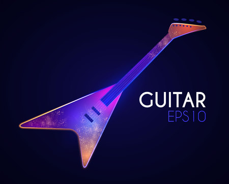 Electric Guitar. Music Instrument with Light Effects. Vector illustrationのイラスト素材