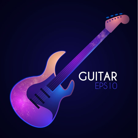 Electric Guitar. Music Instrument with Light Effects. Vector illustrationのイラスト素材