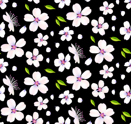 Sakura Flowers. Cherry Blossom Seamless Pattern. Vector illustrationのイラスト素材