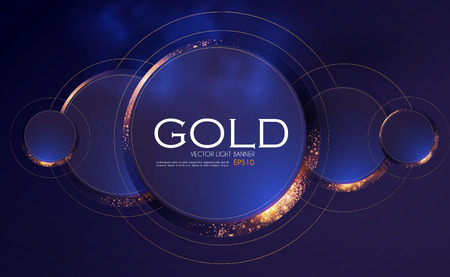 Abstract Overlapping Circles Background with Gold Glitter Effect. Vector illusratrationのイラスト素材