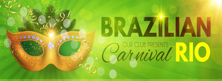 Brazil Carnival Flyer Template with Mask. Hot Party Design.のイラスト素材