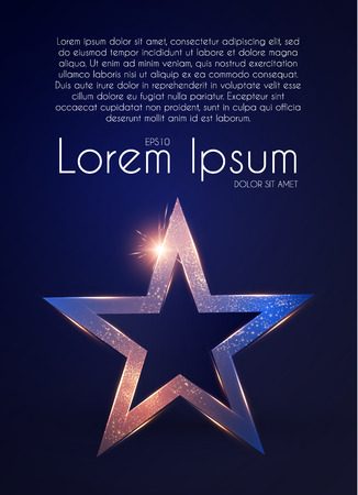 Gold Star Sign with Glitter and Light Effect. Win and Achieve. Luxury Design. Vector illustrationのイラスト素材