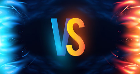 Versus Sign with Burning Fire Effect. Power Space.のイラスト素材