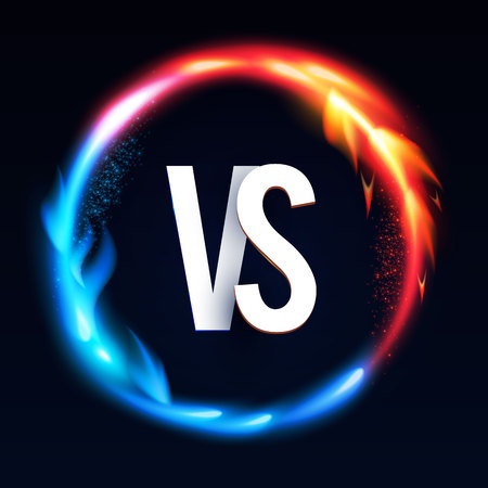 Versus Sign with Burning Fire Effect. Power Space.のイラスト素材