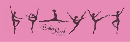 Ballerina Silhouettes Set. Dancing Girls. Classic Dance.のイラスト素材