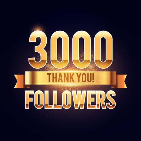 1000 followers gold sign. Thank you banner. Shining design with light bulbs.のイラスト素材