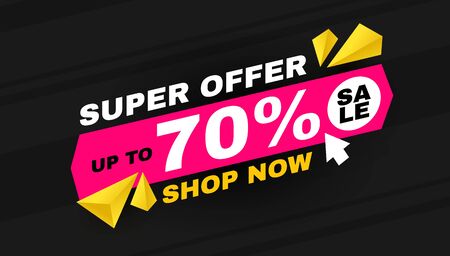 Super sale design template with 3D triangles. Spacial offer. Mega sale.のイラスト素材