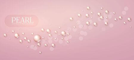 Elegant 3D Pink Pearls. Pearl Beads. Treasure realistic design.のイラスト素材