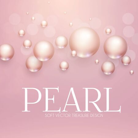 Elegant 3D Pink Pearls. Pearl Beads. Treasure realistic design.のイラスト素材
