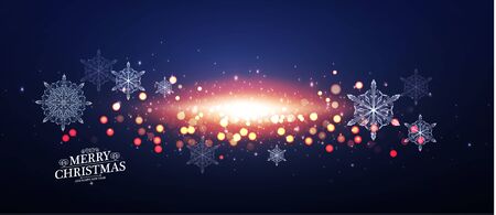 Merry Christmas Soft background with fireworks, lettering, bokeh and snowflakes.のイラスト素材