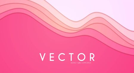 Abstract wave background. Paper depth effect. Pink design.のイラスト素材