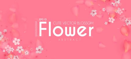 Flowes and Petals. Realistic 3D background. Pink cherry blossom design. Spring time.のイラスト素材