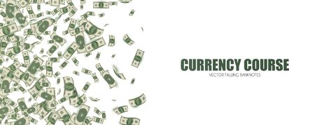 Money rain. Flying banknotes background. Currency course.のイラスト素材