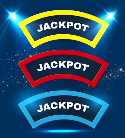 Shining retro light jackpot sing. Vintage banner light effects. Cinema, theatre, ad, show and casino design.のイラスト素材