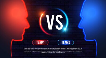 Versus. Sport competition template with mens heads silhouette and light. Team design.のイラスト素材