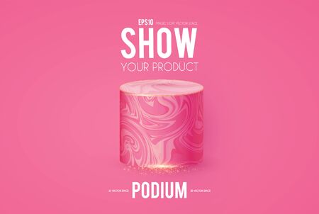 Marble Podium. Scene, pedestal and 3D platform. Advertising, award and win design. Show and sale background. Realistic presentation mockup.のイラスト素材