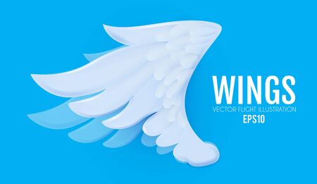 3D cartoon and realictic angel white wings. Paper cut fly design.のイラスト素材