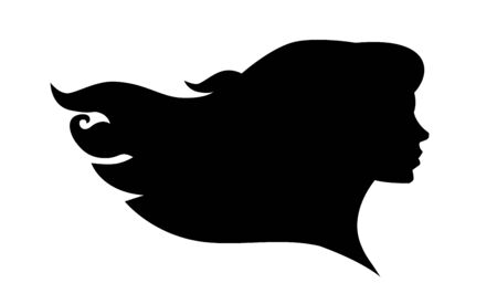 Female head silhouette. Beauriful girl. Woman with long hair. Portrait.のイラスト素材