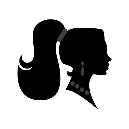 Female head silhouette. Beauriful girl. Woman with long hair. Portrait.のイラスト素材