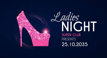 Ladies night glamour party flyer template with shoe.のイラスト素材