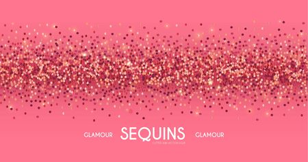 Pink shining sequins abstract background. Glamour glitter effect.のイラスト素材