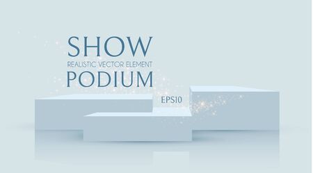 3D podium with soft spotlight. Realistic minimal empty scene. Showcase and shelf. Trendy empty stage.のイラスト素材