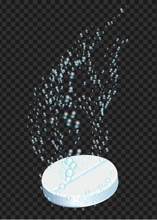 Soluble drug. Tablet with transparent bubbles. Medicine and healthcare design.のイラスト素材