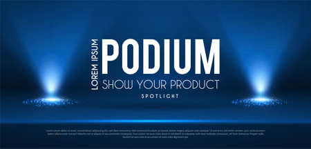 Show podium with spotlights. Presentation light effect. Illuminated winner place.のイラスト素材