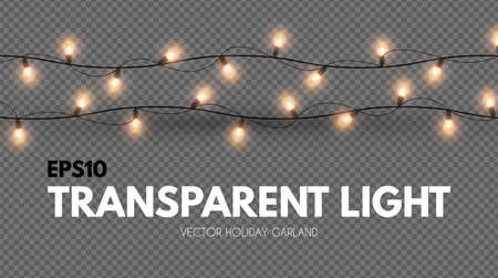 Light garland on transparent background. Shining Christmas lightsのイラスト素材