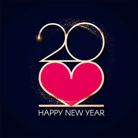 Happy new 2022 year Elegant gold text with light. Minimalistic text templateのイラスト素材