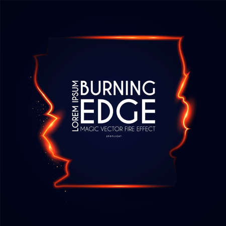 Burining ragged edge shining design. Fire and light effect. Shining bannerのイラスト素材
