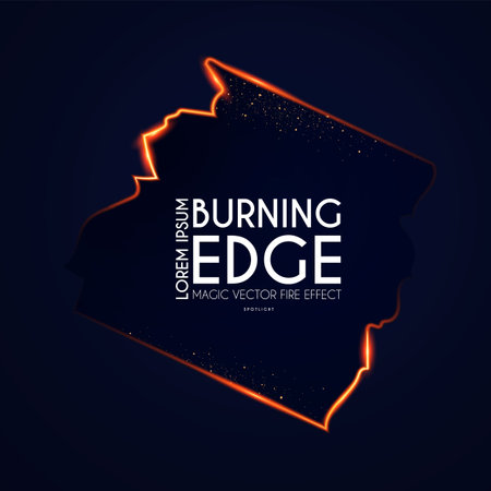 Burining ragged edge shining design. Fire and light effect. Shining bannerのイラスト素材