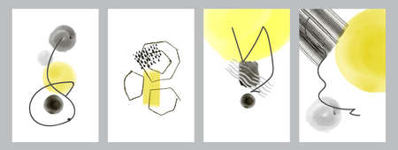 Watercolor and inc paint stains in contemporary template. Abstact art design set. Hand painted...