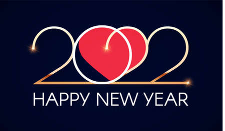 Happy new 2022 year Elegant gold text with light. Minimalistic text templateのイラスト素材