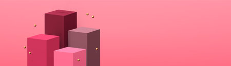 3D realistic square podium. Empty stage. Showcase minimal designのイラスト素材