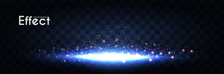Abstract light effect and lens flare. Glowing stars. and sparkles on transparent background. Shining bordersのイラスト素材