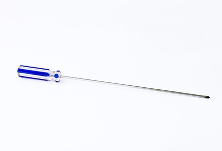 Long cross head screwdriver on a white backgroundの写真素材