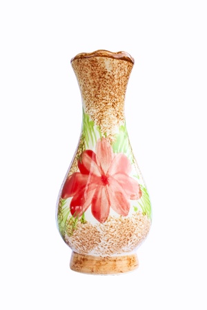 Porcelain vase of painted flower on a white background.の写真素材
