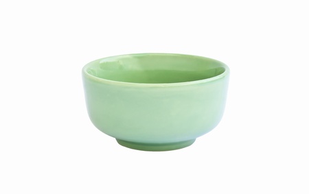 Green tea cup in Japanese style on a white background.の写真素材