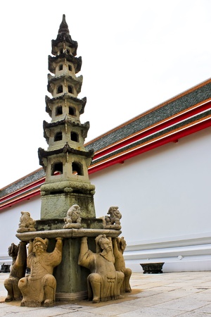 Pagoda in Chinese style. Generality in Thailand, for Buddhist buildings created with money donated by people to hire artist. They are public domain or treasure of Buddhism, no restrict in copy or use. This photo is taken under these conditions.の写真素材