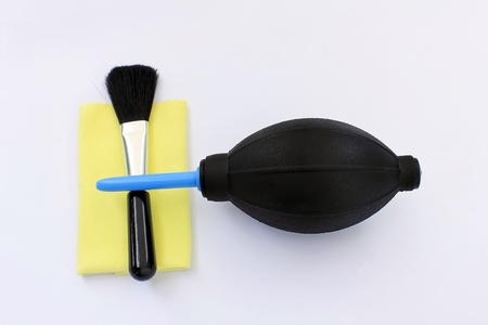 Camera cleaning set include blower, brush and duster, use for camera lens and body.の写真素材