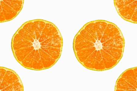 Pattern of fresh slices orange on white background.の写真素材